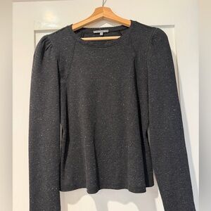 Wit & Wisdom Black Sparkle Puff-Shoulder Crewneck Sweater